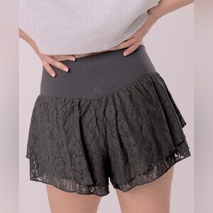 Aerie Real Me Black Lace Flowy Shorts (Activewear)
